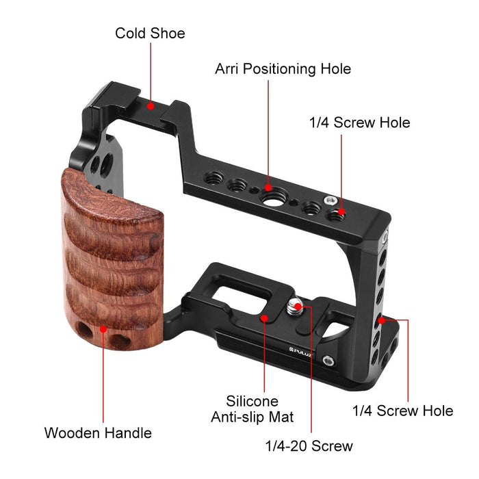 For Sony Zv-E10 Wood Handle Metal Camera Cage Stabilizer Rig