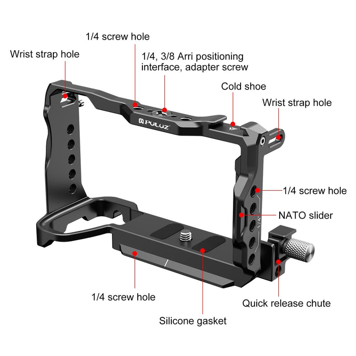 For Sony A6700 Metal Camera Cage Stabilizer Rig Black