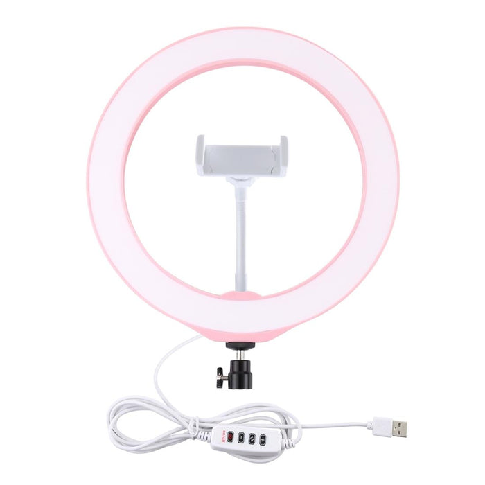 26Cm Usb 3 Modes Dimmable Led Ring Vlogging Selfie Beauty Photography Video Lights With Tripod Ball Head & Phone Clamp