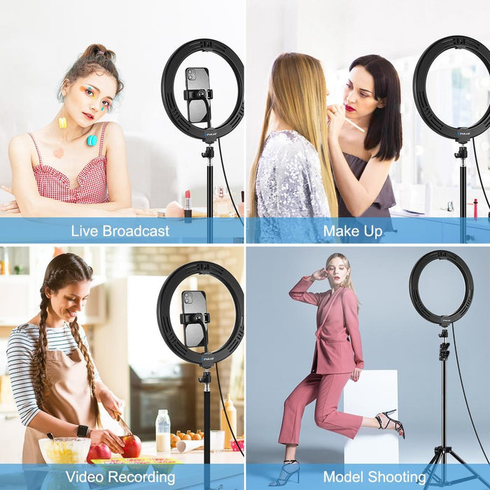 26Cm Usb 3 Modes Dimmable Led Ring Vlogging Selfie Beauty Photography Video Lights With Tripod Ball Head & Phone Clamp