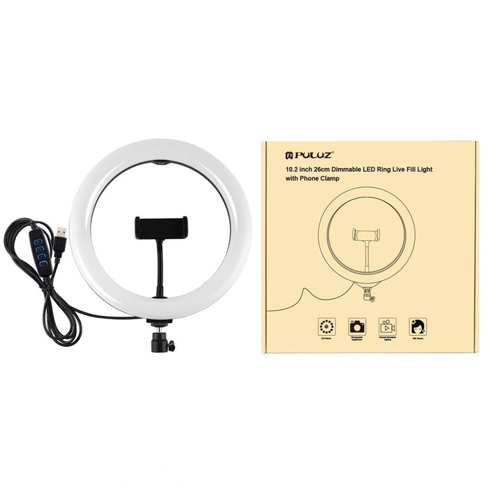 26Cm Usb 3 Modes Dimmable Led Ring Vlogging Selfie Beauty Photography Video Lights With Tripod Ball Head & Phone Clamp