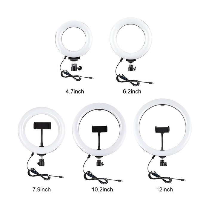 26Cm Usb 3 Modes Dimmable Led Ring Vlogging Selfie Beauty Photography Video Lights With Tripod Ball Head & Phone Clamp