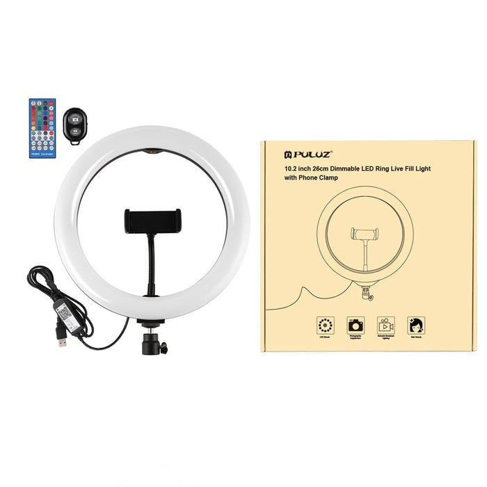 10.2 Inch 26Cm Curved Surface Usb Rgbw Dimmable Led Ring Vlogging Photography Video Lights With Tripod Ball Head & Remote Control & Phone Clamp