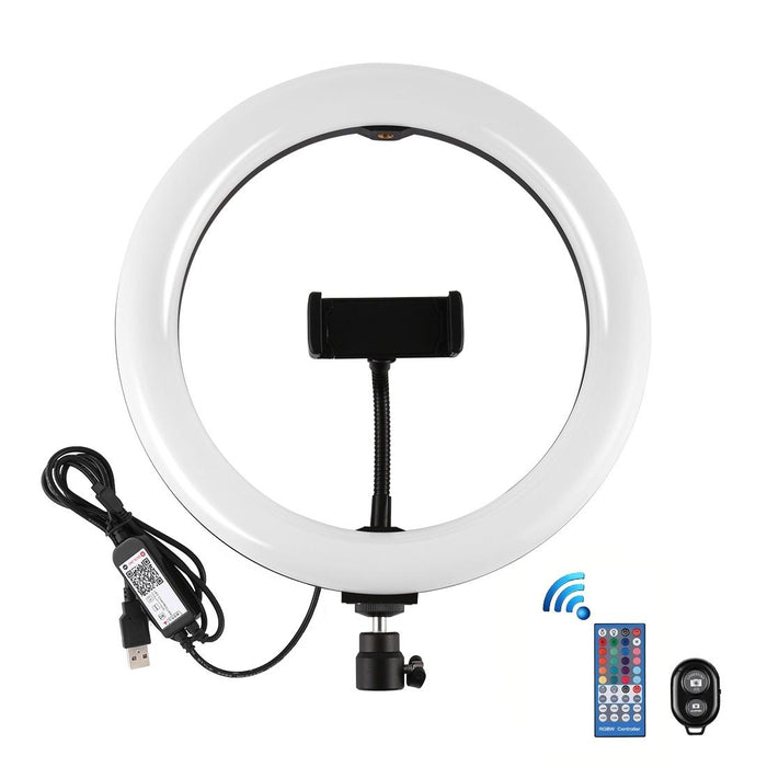 10.2 Inch 26Cm Curved Surface Usb Rgbw Dimmable Led Ring Vlogging Photography Video Lights With Tripod Ball Head & Remote Control & Phone Clamp