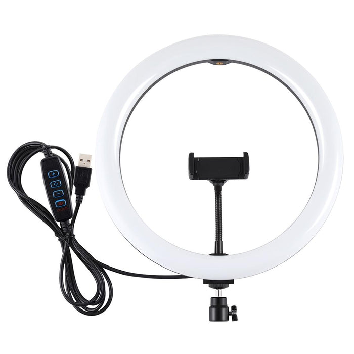 30Cm Usb 3 Modes Dimmable Dual Colour Temperature Led Curved Diffuse Light Ring Vlogging Selfie Photography Video Lights With Phone Clamp