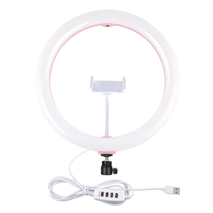 30Cm Usb 3 Modes Dimmable Dual Colour Temperature Led Curved Diffuse Light Ring Vlogging Selfie Photography Video Lights With Phone Clamp