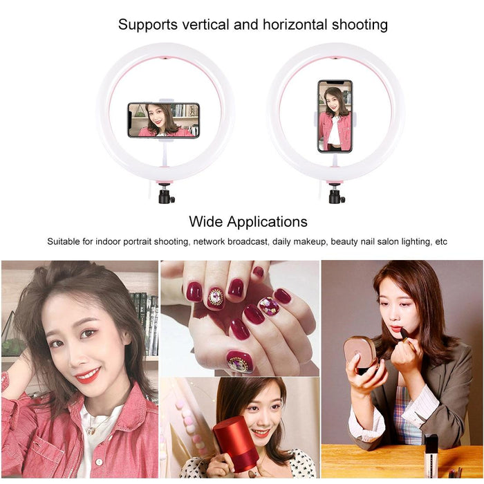 30Cm Usb 3 Modes Dimmable Dual Colour Temperature Led Curved Diffuse Light Ring Vlogging Selfie Photography Video Lights With Phone Clamp