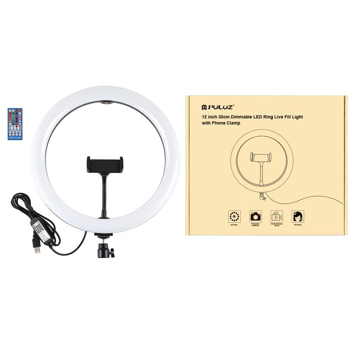 11.8 Inch 30Cm Rgb Dimmable Led Dual Colour Temperature Led Curved Diffuse Light Ring Vlogging Selfie Photography Video Lights With Tripod Ball Head & Phone Clamp & Remote Control