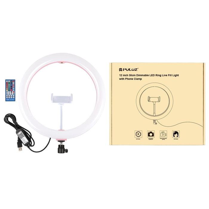 11.8 Inch 30Cm Rgb Dimmable Led Dual Colour Temperature Led Curved Diffuse Light Ring Vlogging Selfie Photography Video Lights With Tripod Ball Head & Phone Clamp & Remote Control