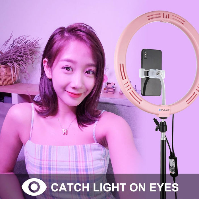 11.8 Inch 30Cm Rgb Dimmable Led Dual Colour Temperature Led Curved Diffuse Light Ring Vlogging Selfie Photography Video Lights With Tripod Ball Head & Phone Clamp & Remote Control