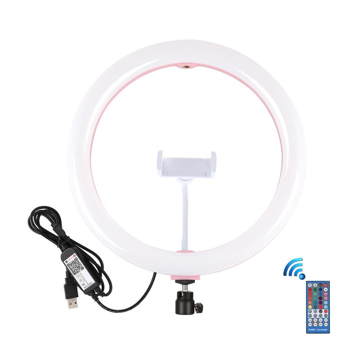 11.8 Inch 30Cm Rgb Dimmable Led Dual Colour Temperature Led Curved Diffuse Light Ring Vlogging Selfie Photography Video Lights With Tripod Ball Head & Phone Clamp & Remote Control