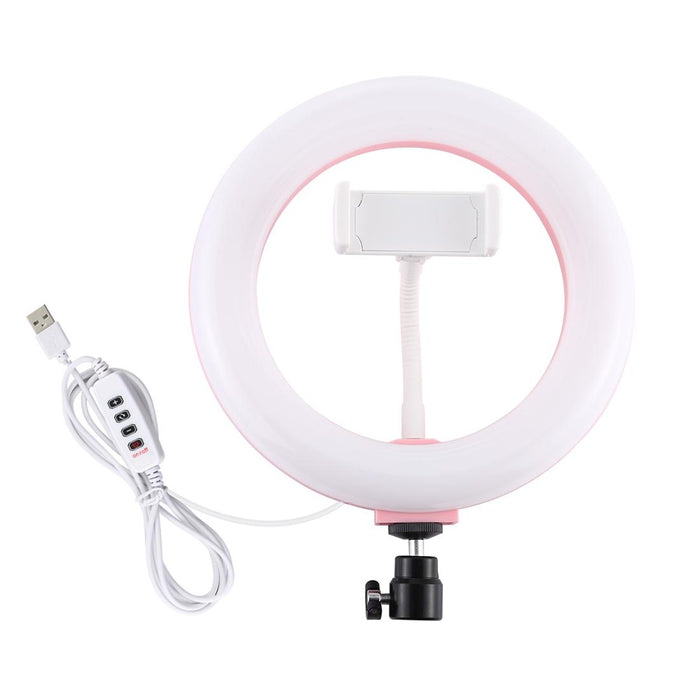 20Cm Usb 3 Modes Dimmable Dual Colour Temperature Led Curved Light Ring Vlogging Selfie Photography Video Lights With Phone Clamp