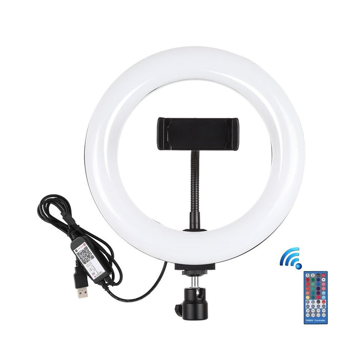 7.9 Inch 20Cm Usb Rgb Dimmable Led Dual Colour Temperature Led Curved Light Ring Vlogging Selfie Photography Video Lights With Phone Clamp