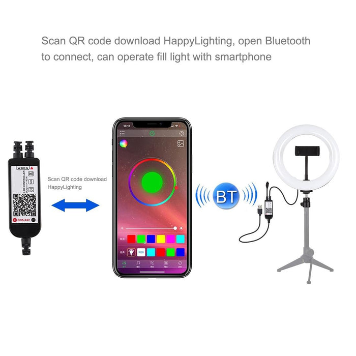 7.9 Inch 20Cm Usb Rgb Dimmable Led Dual Colour Temperature Led Curved Light Ring Vlogging Selfie Photography Video Lights With Phone Clamp