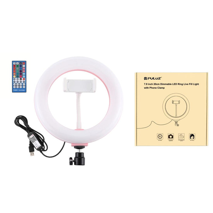 7.9 Inch 20Cm Usb Rgb Dimmable Led Dual Colour Temperature Led Curved Light Ring Vlogging Selfie Photography Video Lights With Phone Clamp