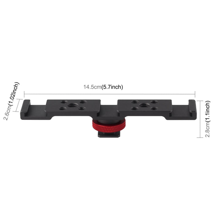 Three-Head Cold Shoe Bracket Mount Black