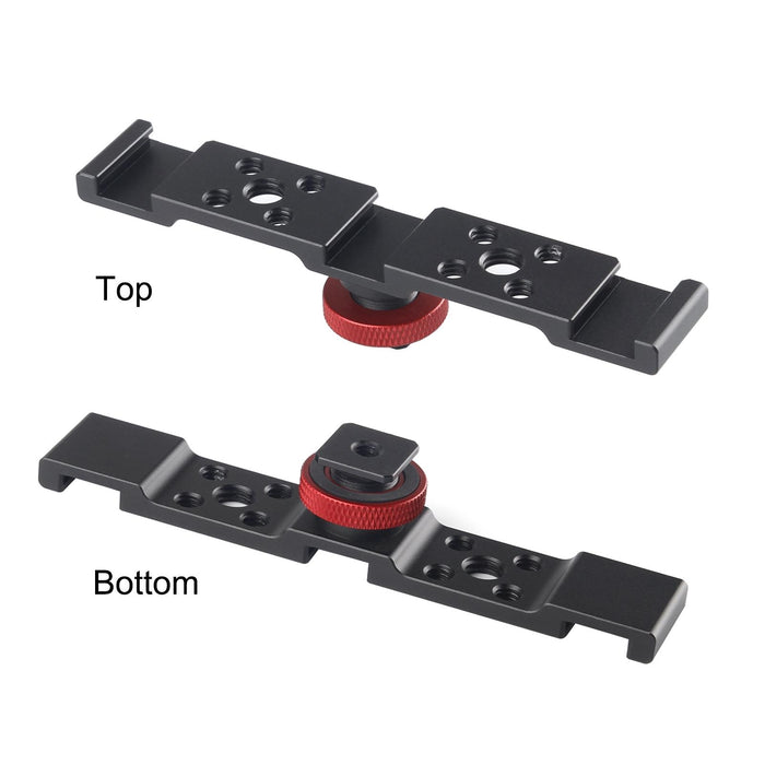 Three-Head Cold Shoe Bracket Mount Black