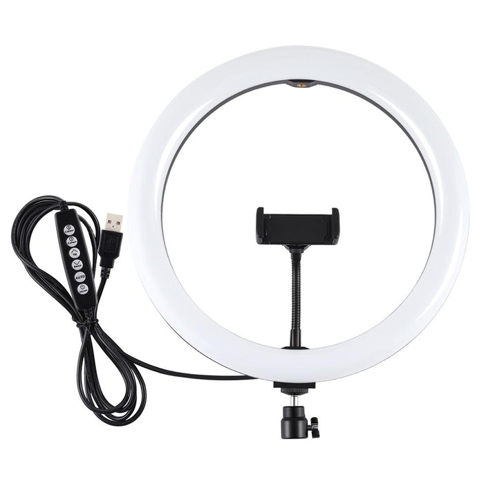 11.8 Inch 30Cm Curved Surface Usb 10 Modes 8 Colour Rgbw Dimmable Led Ring Vlogging Photography Video Lights With Tripod Ball Head & Phone Clamp Black