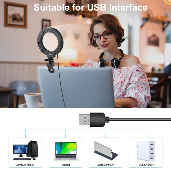 4.7 Inch 12Cm Ring Selfie Light 3 Modes Usb Dimmable Dual Colour Temperature Led Curved Vlogging Photography Video Lights With Monitor Clip Holder Black