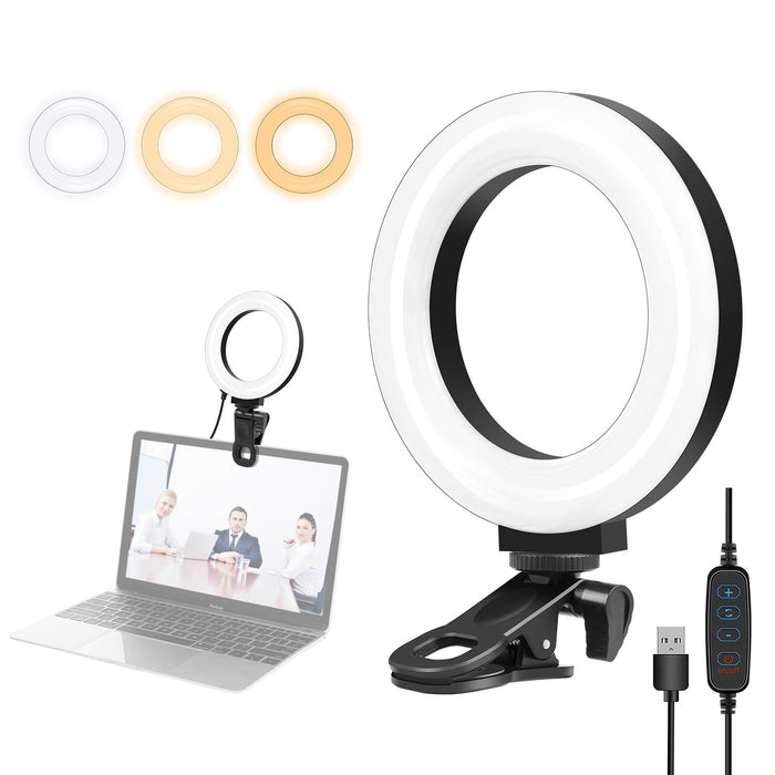 4.7 Inch 12Cm Ring Selfie Light 3 Modes Usb Dimmable Dual Colour Temperature Led Curved Vlogging Photography Video Lights With Monitor Clip Holder Black