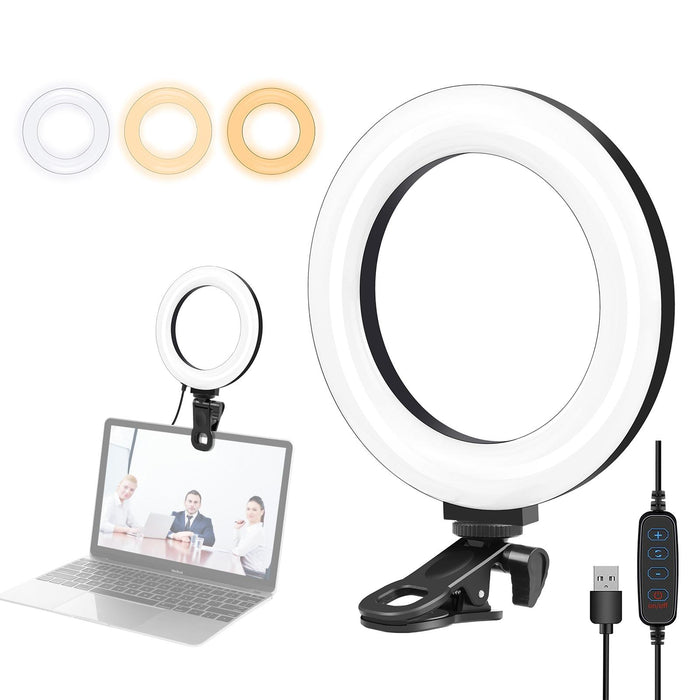 6.2 Inch 16Cm Ring Selfie Light 3 Modes Usb Dimmable Dual Colour Temperature Led Curved Vlogging Photography Video Lights With Monitor Clip Holder Black