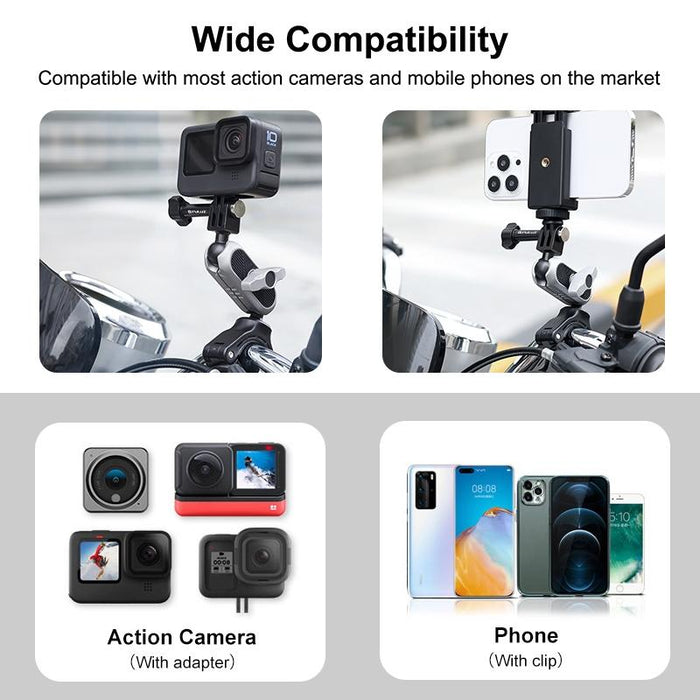 Universal Phone Mount for Handlebars with Clamp and Screw