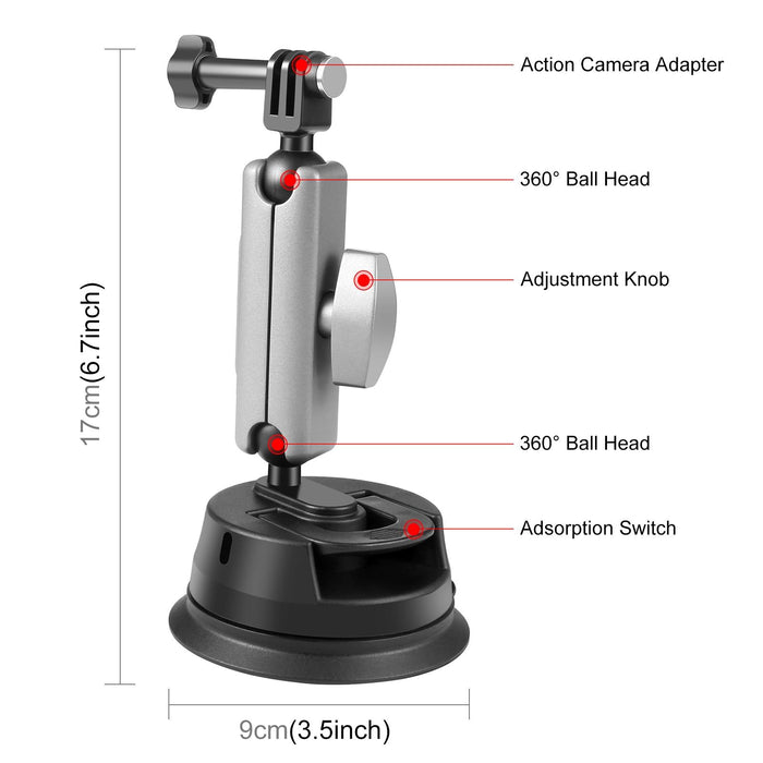 Car Suction Cup Arm Mount With Adapter And Long Screw