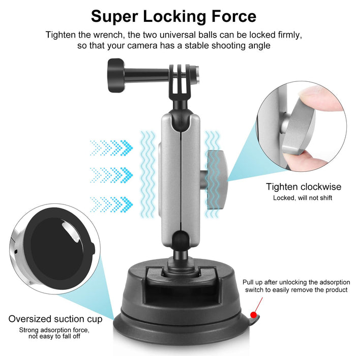 Car Suction Cup Arm Mount With Adapter And Long Screw