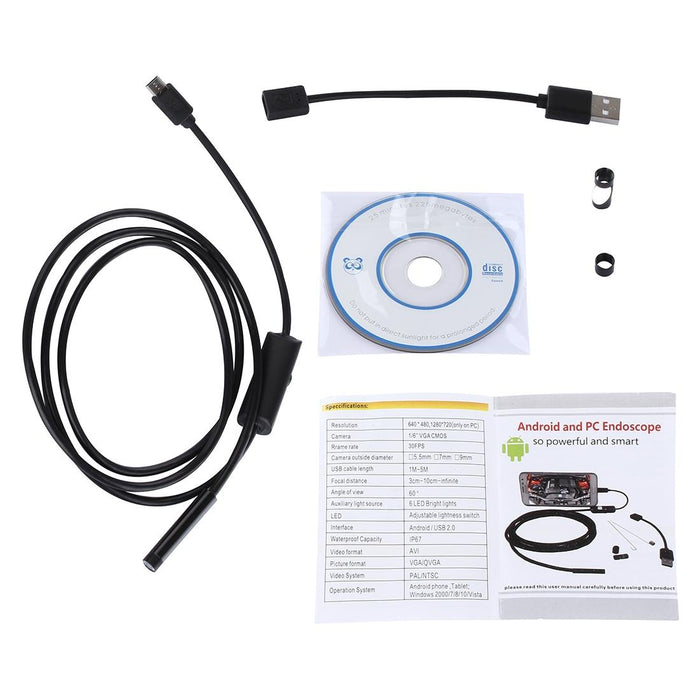 Waterproof Micro Usb Endoscope Snake Tube Inspection Camera With 6 Led For Otg Android Phone Length 1M Lens Diameter 7Mm