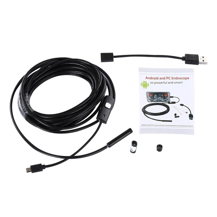 Micro Usb Endoscope Snake Tube Inspection Camera With 6 Led For Otg Android Phone Lens Diameter 7Mm Length 5M Hard Cable