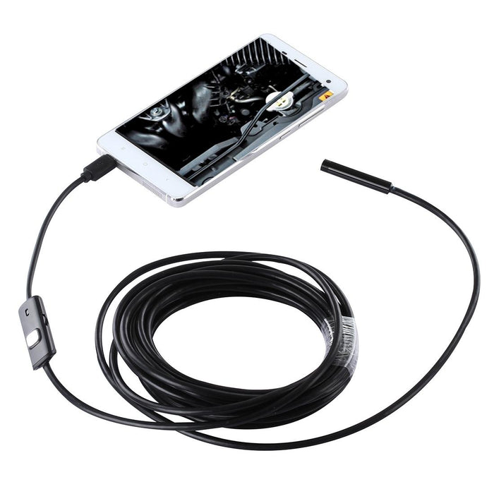Micro Usb Endoscope Snake Tube Inspection Camera With 6 Led For Otg Android Phone Lens Diameter 7Mm Length 5M Hard Cable