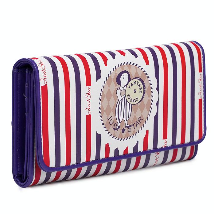 Just Star 3-Fold Dreamlike Pattern Printing Long Wallet Purple