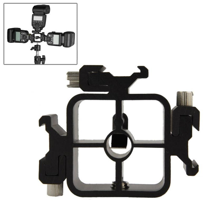 Xf0003 Triple Heads Hot Shoe Mount Adapter Flash Holder Bracket Light Stand Holder