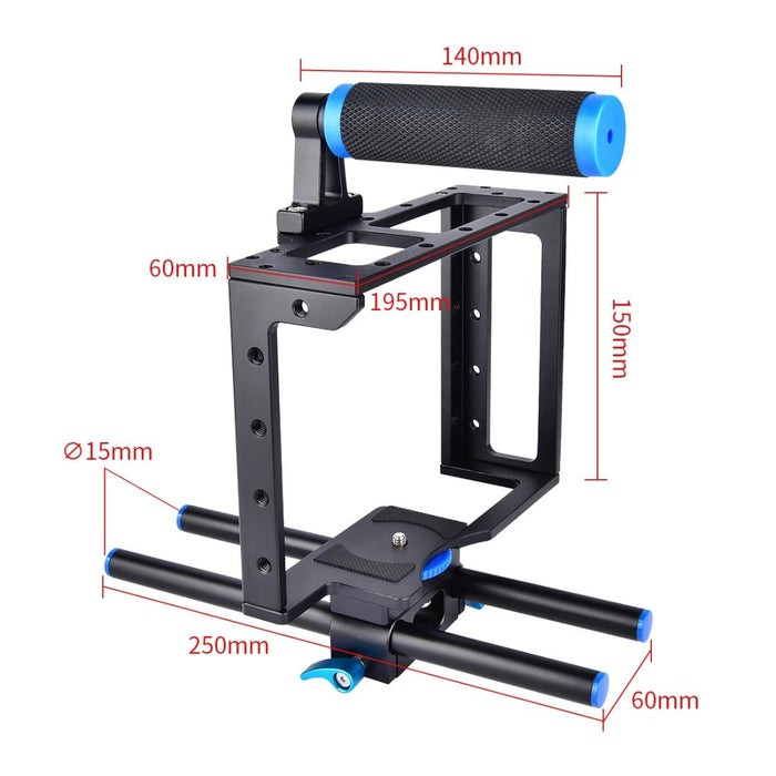 Ylg0107E Protective Dslr Camera Cage Stabilizer / Top Handle Set Black