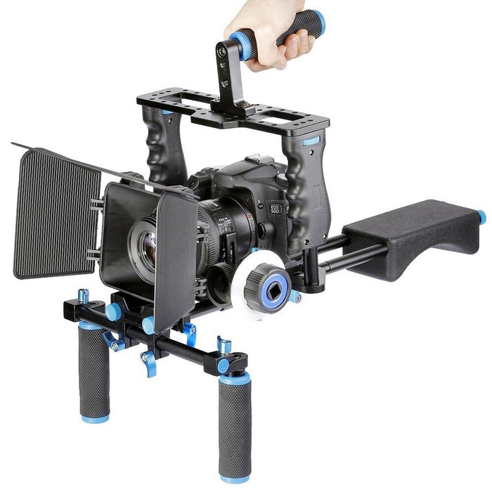 Ylg1103A-A Dual Handles Camera Shoulder Mount & Camera Cage Stabilizer Kit With Matte Box For Dslr Camera / Video Camera