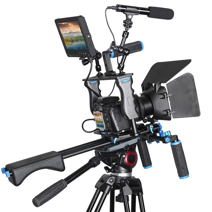 Ylg1103A-A Dual Handles Camera Shoulder Mount & Camera Cage Stabilizer Kit With Matte Box For Dslr Camera / Video Camera