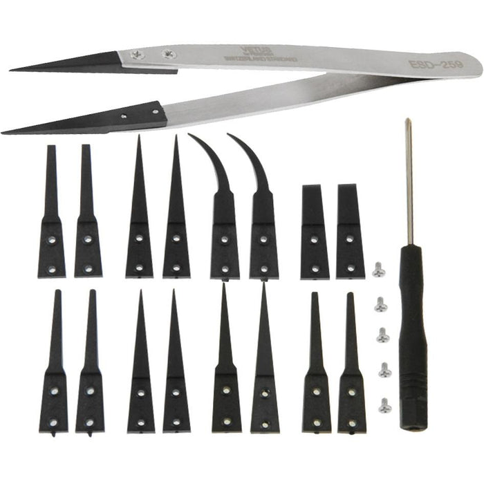 9 In 1 Replaceable Anti Static Tweezers And Cross