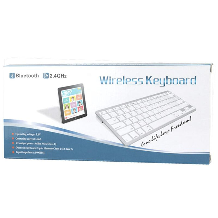 Ultra-Thin Bluetooth 3.0 Abs Keyboard For Ipad Air 2 / Ipad Air / Ipad 6 / Ipad 5 / Ipad Mini 1 / 2 / 3 / New Ipad Ipad 3 / Ipad Iphone 4 & 4S / 3G Sony Ps3 Smart Phones White