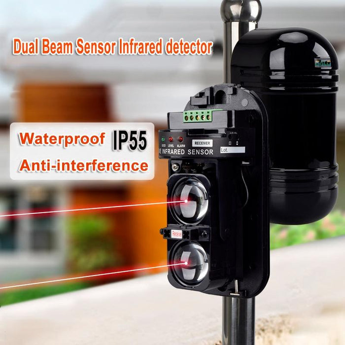 100M Alarm Dual Beam Photoelectric Infrared Detector Abt-100 Black