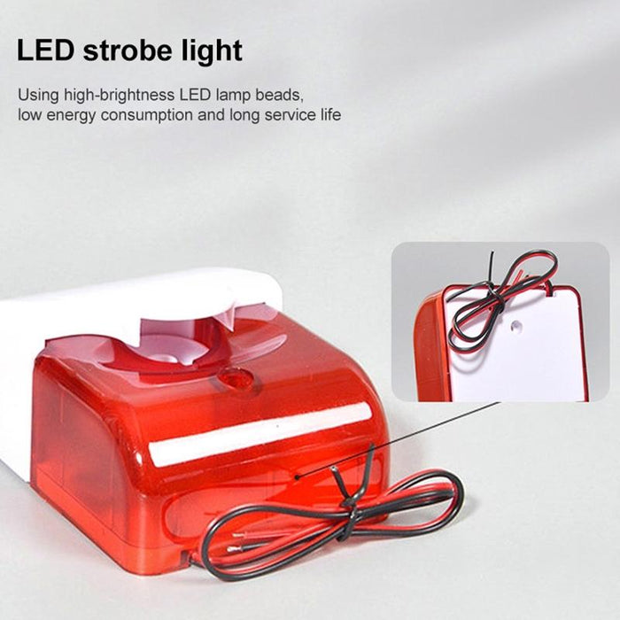 Mini Wired Red Strobe Siren For Burglar Security Alarm White