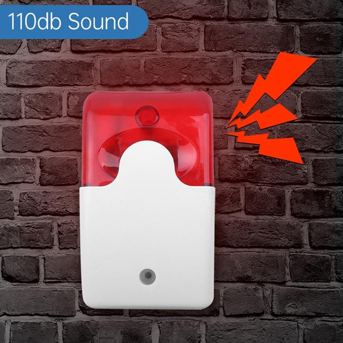 Mini Wired Red Strobe Siren For Burglar Security Alarm White