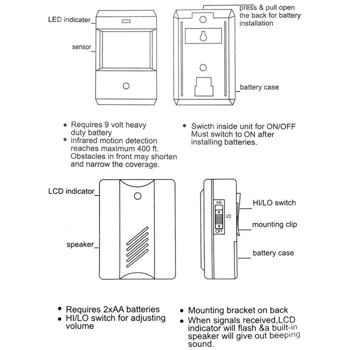 Electro Guard Watch Ir Remote Detection System / Wireless Doorbell White