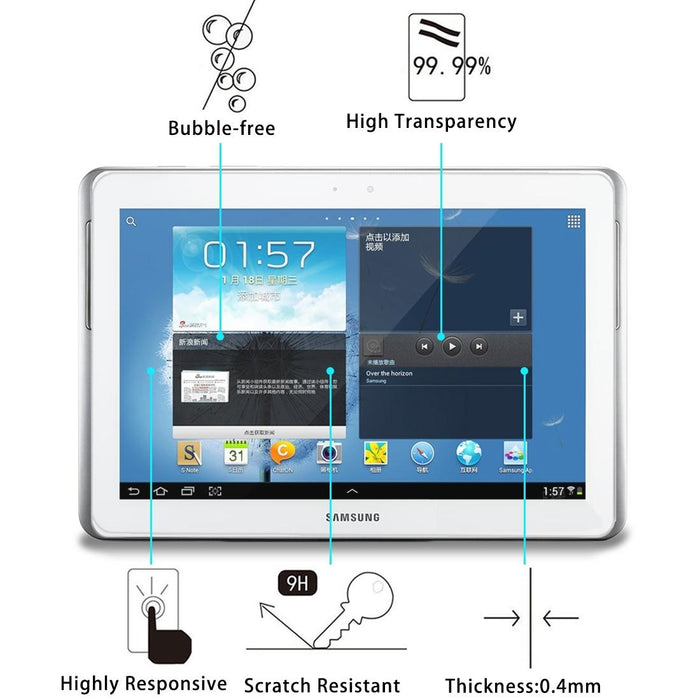 75 Pcs 0.4Mm 9H+ Surface Hardness 2.5D Tempered Glass Film For Samsung Galaxy Note 10.1 / N8000