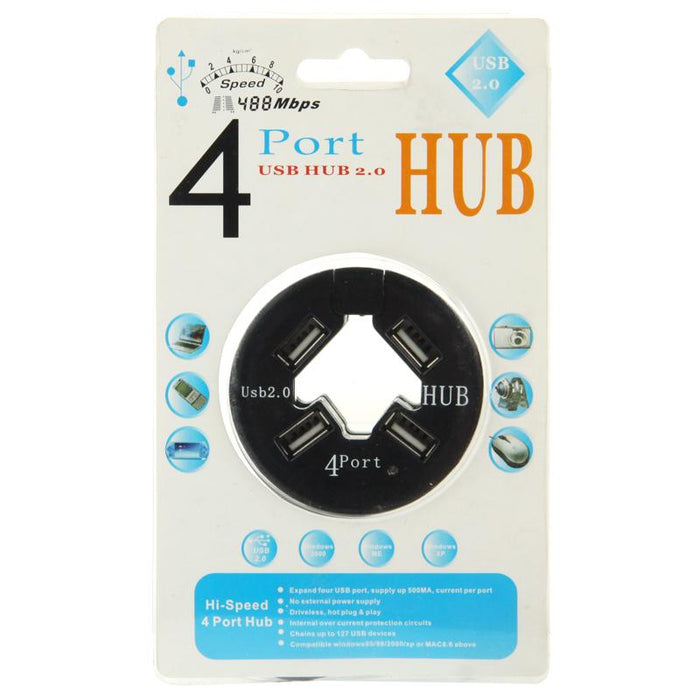 4-Port Usb 2.0 Hub With Anti-Dust Cup