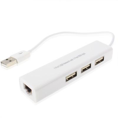 Usb Network Adapter With 3-Port Hub & Rj45 Ethernet