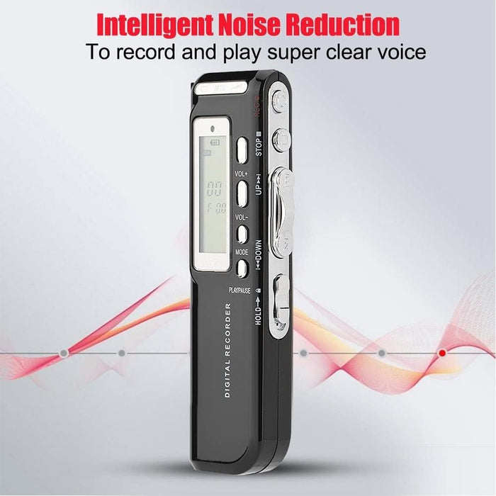 8Gb Digital Voice Recorder Dictaphone Mp3 Player Support Telephone Recording Vox Function Power Supply 2 X Aaa Battery Black Black