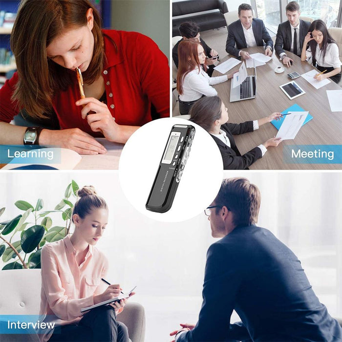 8Gb Digital Voice Recorder Dictaphone Mp3 Player Support Telephone Recording Vox Function Power Supply 2 X Aaa Battery Black Black