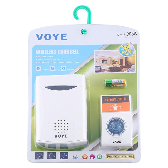 Home Music Remote Control Wireless Doorbell With 38 Polyphony Sounds White