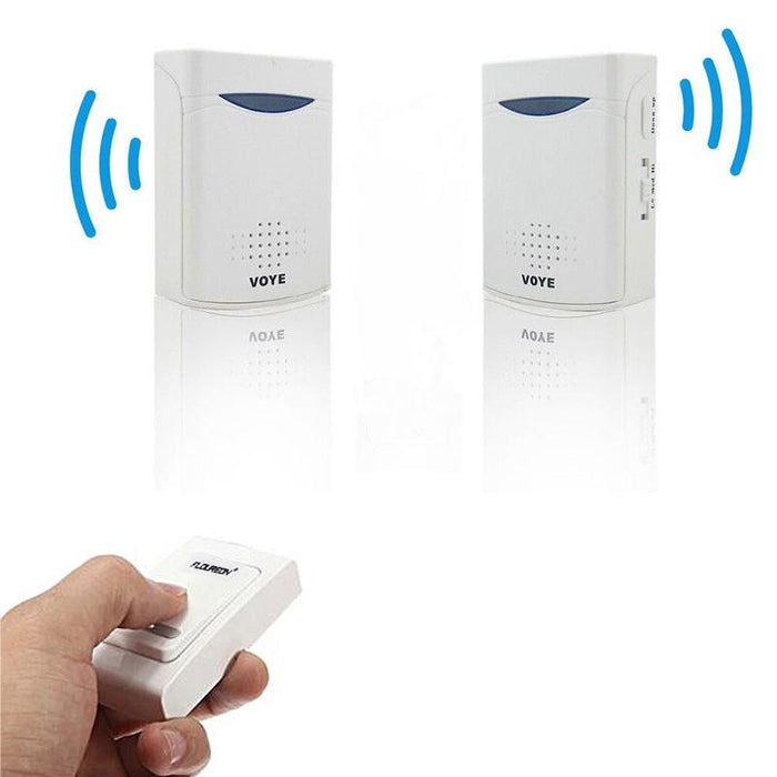 Wireless Remote Control Chime Door Bell With Double-Receiver White