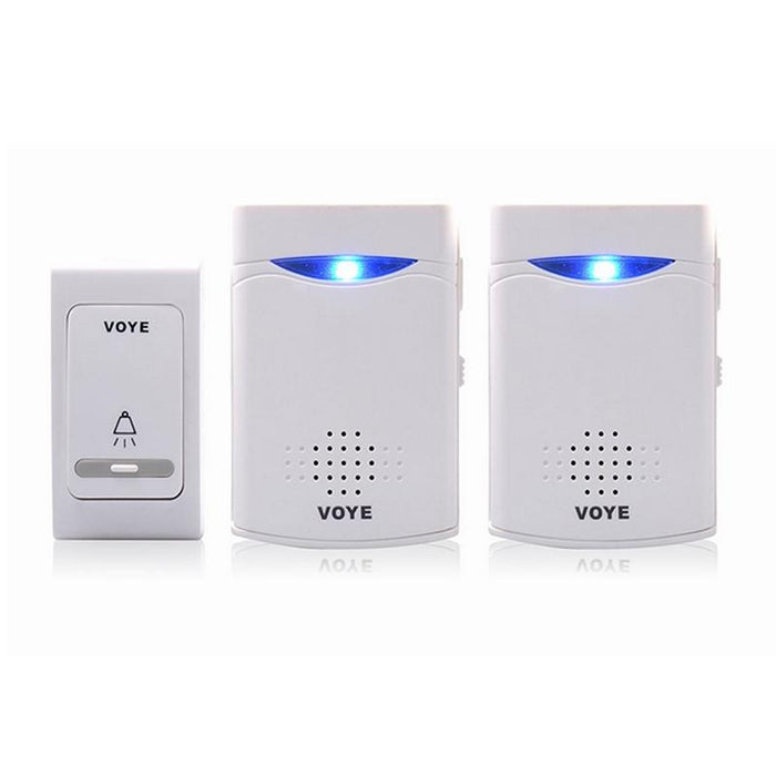 Wireless Remote Control Chime Door Bell With Double-Receiver White